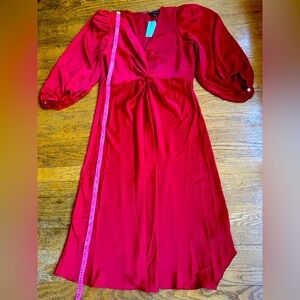 Red Puffy 3/4 sleeve dress
